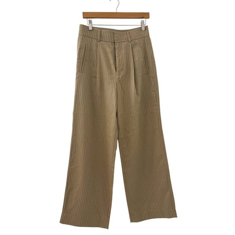 Brand New Everlane Fixed‑Waist Stretch‎ Tan Stripe Cotton Pants size 4 Short
